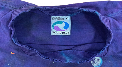 1992' Liquid Blue Space Print Vintage Tie-dye T-Shirts / 4445