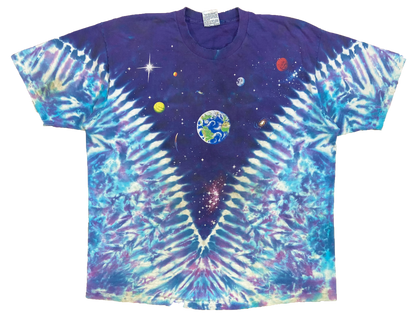 1992' Liquid Blue Space Print Vintage Tie-dye T-Shirts / 4445