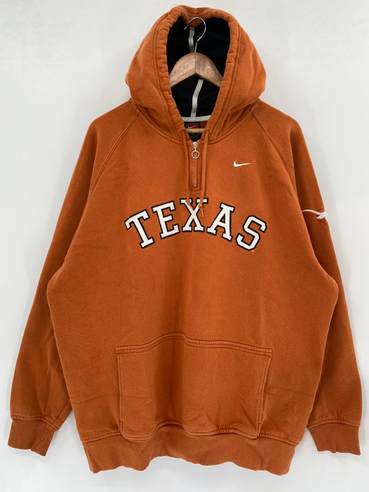 00' NIKE TEXAS Size L Vintage Half-zip Hoodie Sweat-shirt / k1988