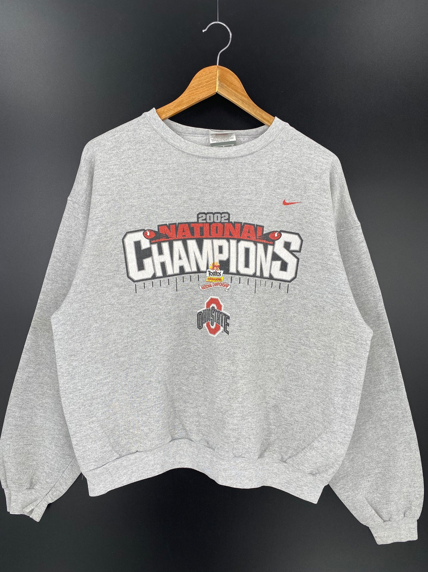 2002 NIKE FIESTA BOWL Tostitos OHIO STATE Size L Vintage Sweat-Shirt / 8834
