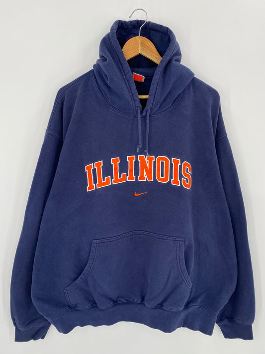 00' NIKE ILLINOIS Size XXL Vintage Hoodie Sweat-shirt / 7854