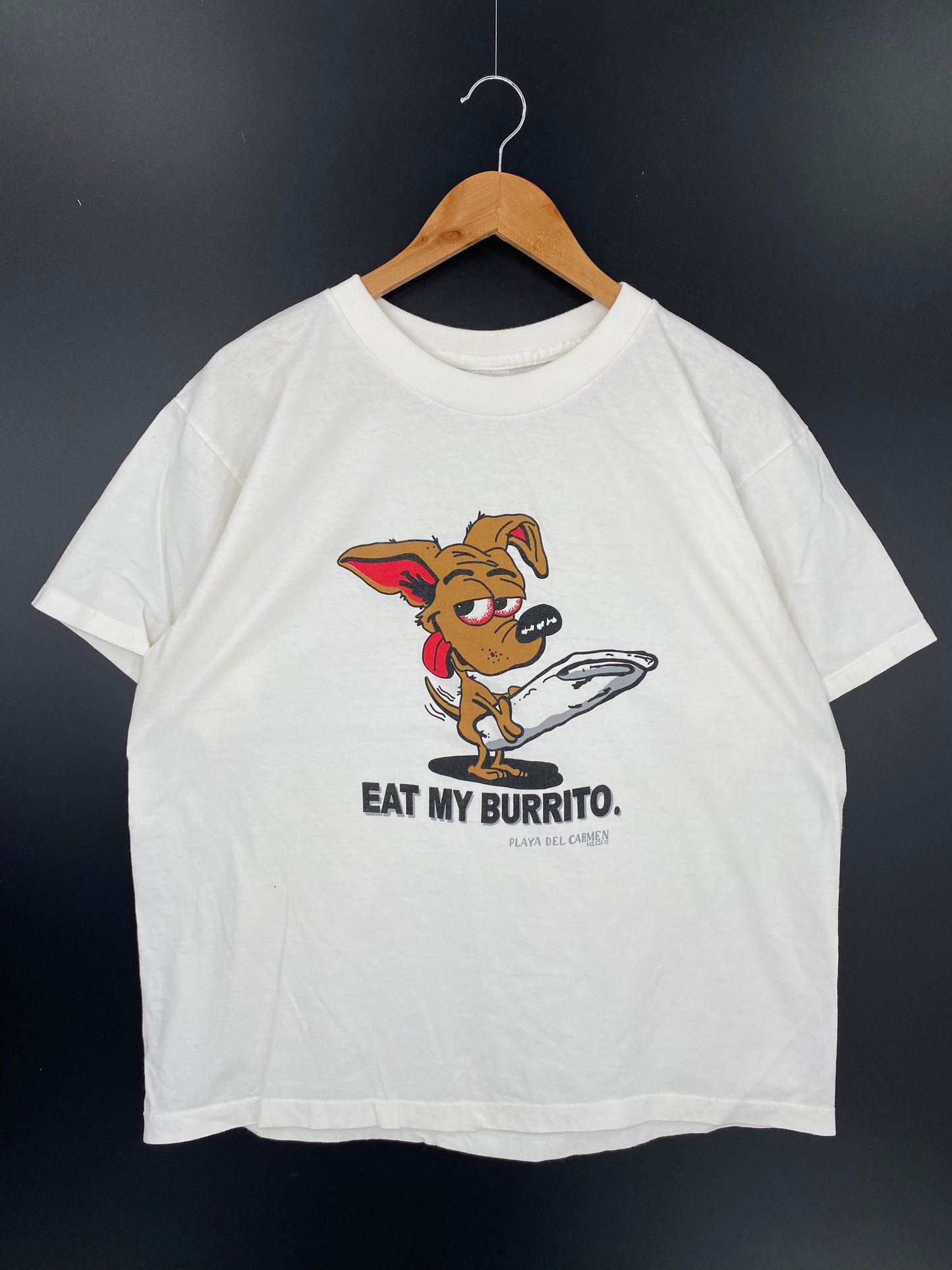 90’s EAT MY BURRITO Size XL Vintage T-Shirt / K936