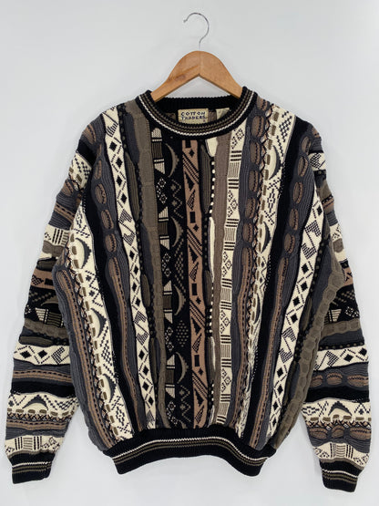 Vintage 3D Coogi-Style Size L Knit Sweater / 9642