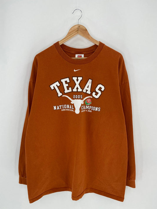 2005 NIKE TEXAS Size XXL Vintage College Long Sleeve T-Shirt / K8234