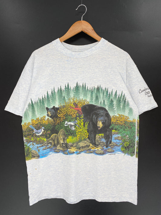 90’s ANIMAL Print Size No tag (Approx.XL) Vintage T-Shirt / A1572