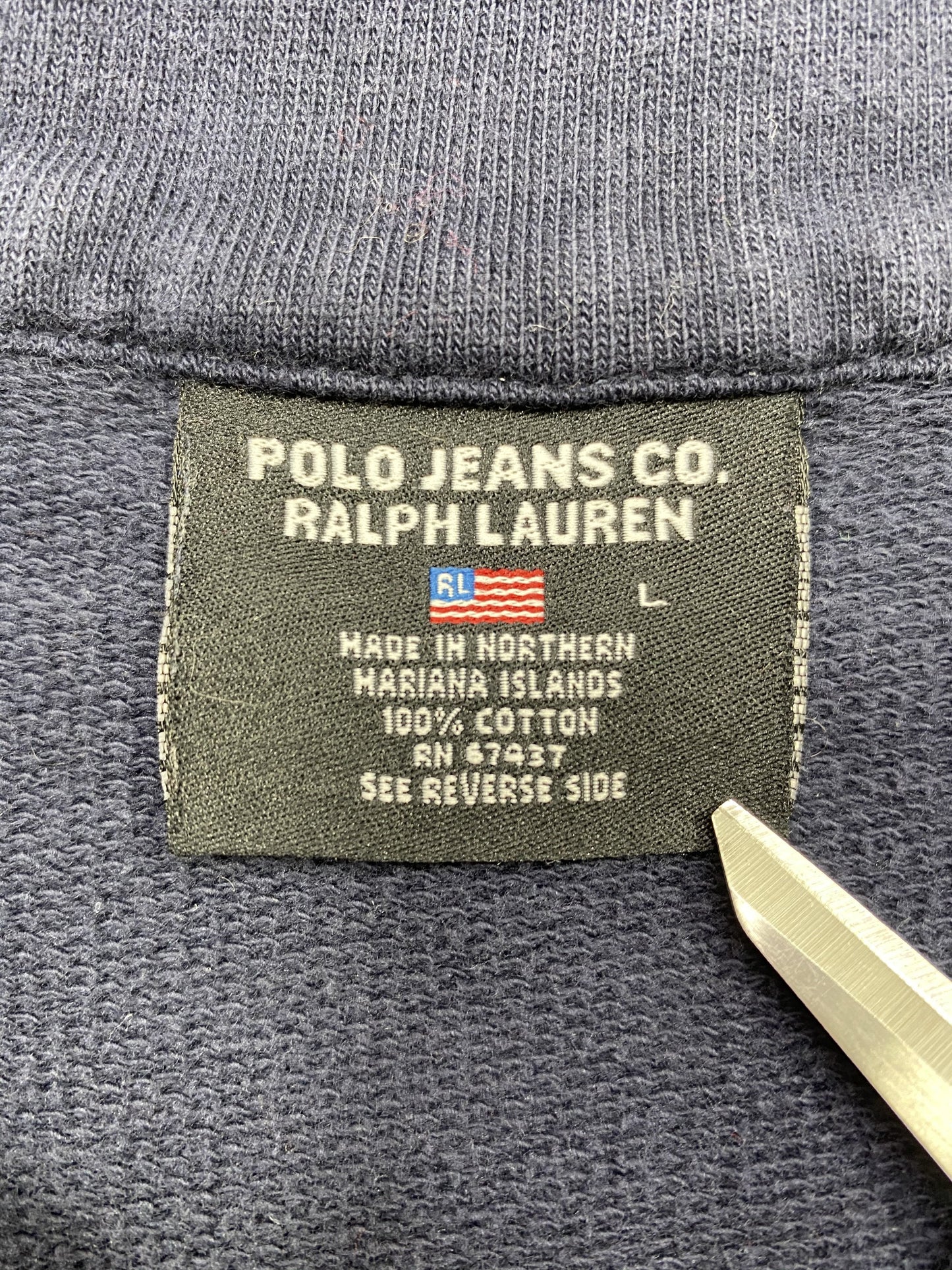 Vintage POLO JEANS RALPH LAUREN Size L Half-Zip Sweat-Shirt / A9224