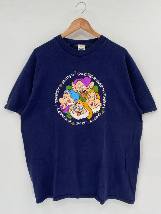 90’s DISNEY GRUMPY x SNEEZY x DOPEY x DOC Made in USA Size XL Vintage T-Shirt / K1973