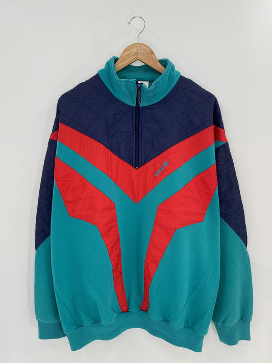 90's ADIDAS Size XL Vintage Half Zip Sweat-shirt / A6763