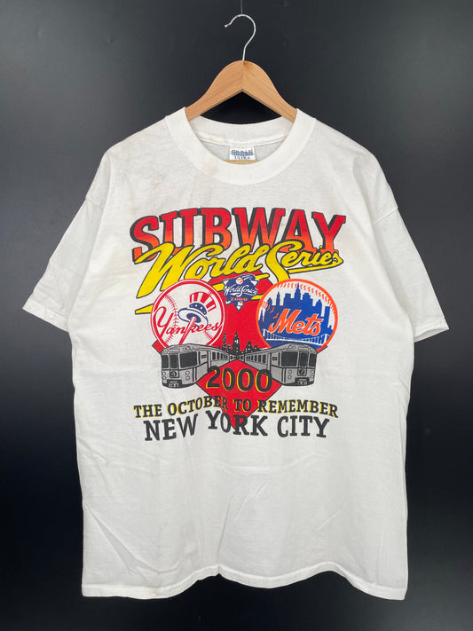 2000 SUBWAY WORLD SERIES METS x Yankees Size XL Vintage MLB T-shirt / K3308