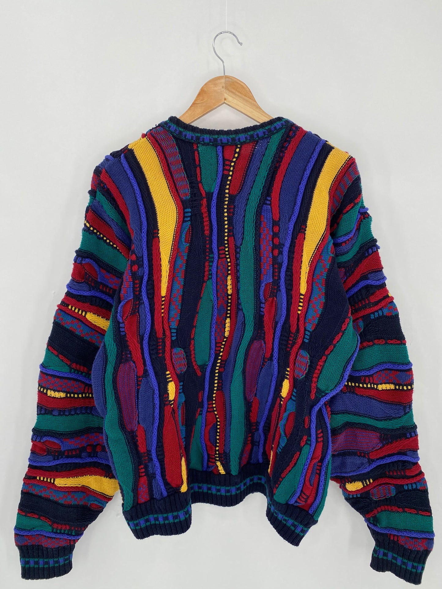 Vintage 3D Coogi-Style Size L Made in USA Knit Sweater / 6263
