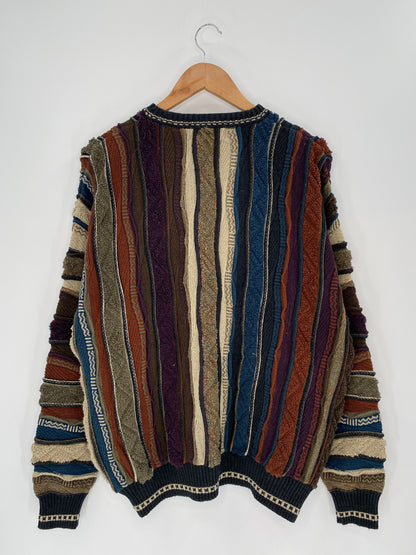 Vintage 3D Coogi-Style Size L Knit Sweater / 8706
