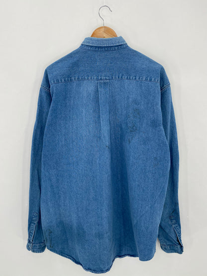 90's POLO BEAR Size XL~XXL Vintage Denim Shirt /  6295