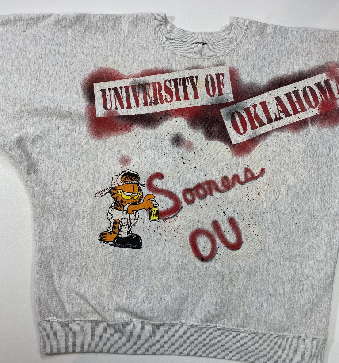 90's Garfield x UNIVERSITY OF OKLAHOMA Made in USA Size XL Vintage Sweat-shirt  / K5381