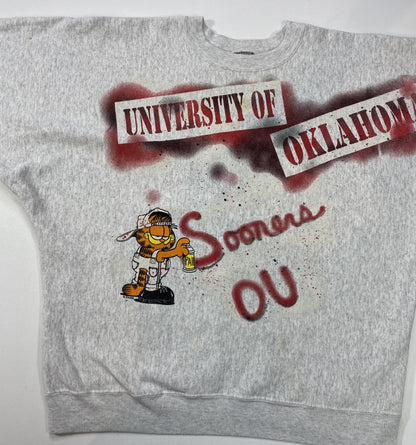 90's Garfield x UNIVERSITY OF OKLAHOMA Made in USA Size XL Vintage Sweat-shirt  / K5381