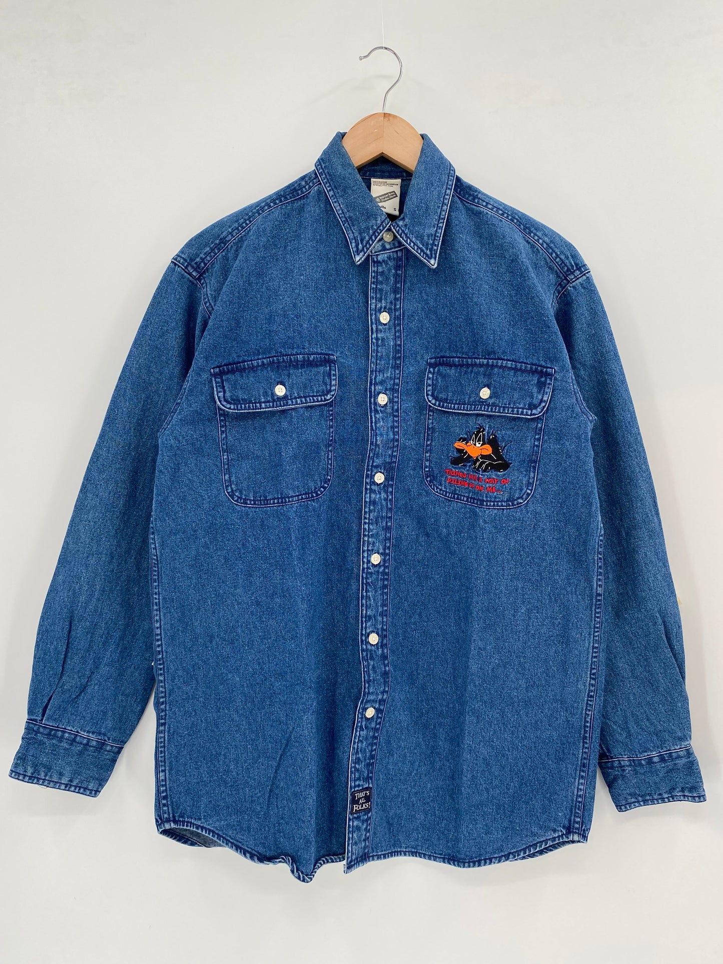 1998 LOONEY TUNES Size S Vintage Long Sleeve Denim Shirt / A4184