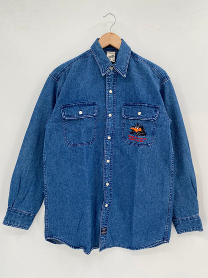 1998 LOONEY TUNES Size S Vintage Long Sleeve Denim Shirt / A4184