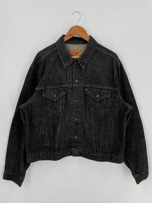 80’s LEVI'S 70506 Made in USA Size XL-XXL Vintage Black Denim Jacket / A1399
