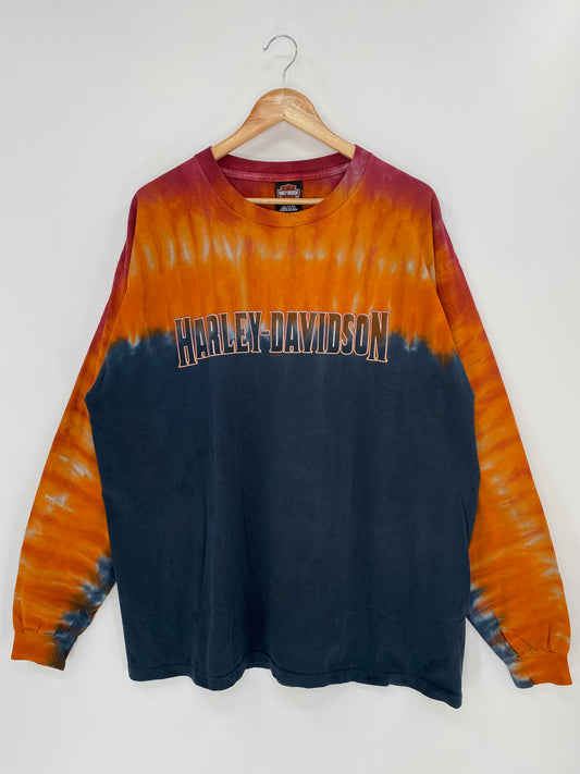 2008 Harley Davidson Tie-dye Made in USA Size XL Vintage Long Sleeve T-Shirt / K57