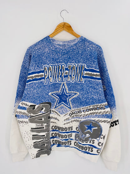 90’s DALLAS COWBOYS All Over Print Made in USA Size XL Vintage NFL Sweat-shirt / 7554