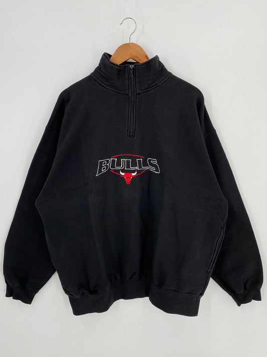 90’s CHICAGO BULLS Size XL Vintage Half Zip Sweat- Shirt / K592
