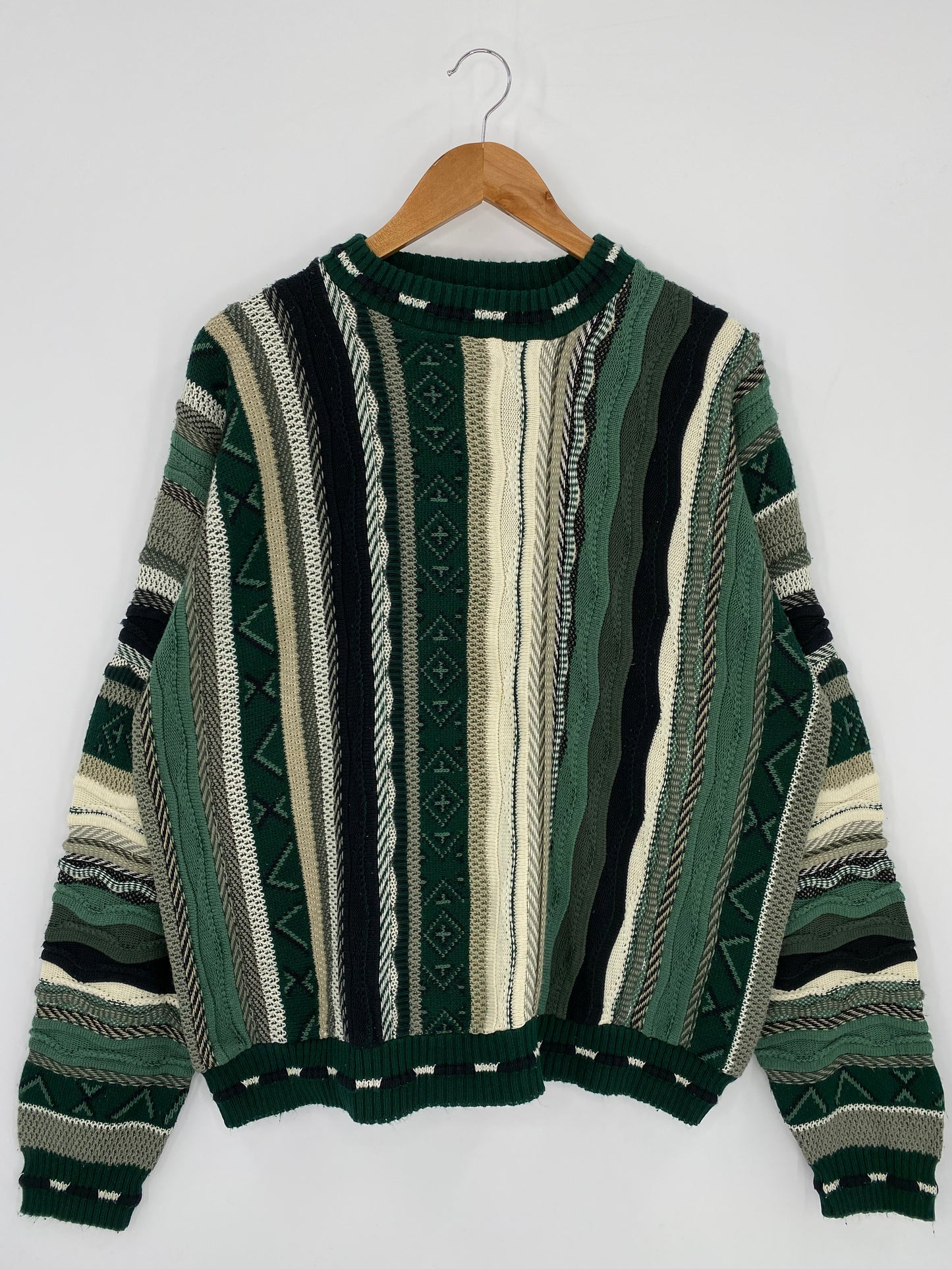 Vintage 3D Coogi-Style Made in USA SizeXL Knit Sweater / 9822