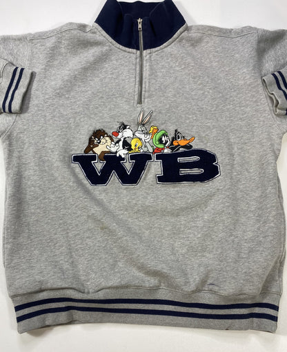 00' WARNER BROS. Half-Zip Size L Vintage Sweat-shirt / K5373