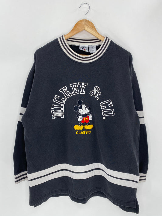 90’s Disney Mickey Size L Vintage Hockey Long Sleeve T-Shirt  / 5566