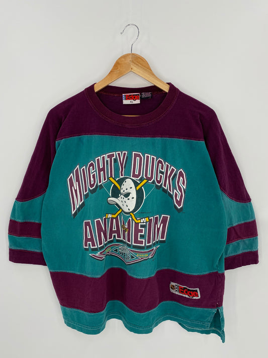 90's ANAHEIM MIGHTY DUCKS Size XL Vintage NHL Hockey T-Shirt  / 6503