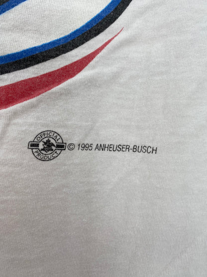 1995 BUD x K SCHRADER  Made in USA Size L Vintage Racing T-shirt / 9656