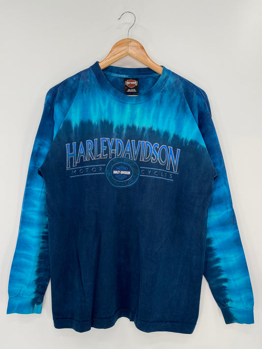 2004 Harley Davidson Tie-dye Vintage Made in USA Size M Long Sleeve T-Shirt / K58