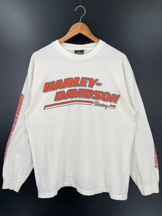2001' HARLEY DAVIDSON Made in USA Size L Vintage Racing T-Shirt / K2340