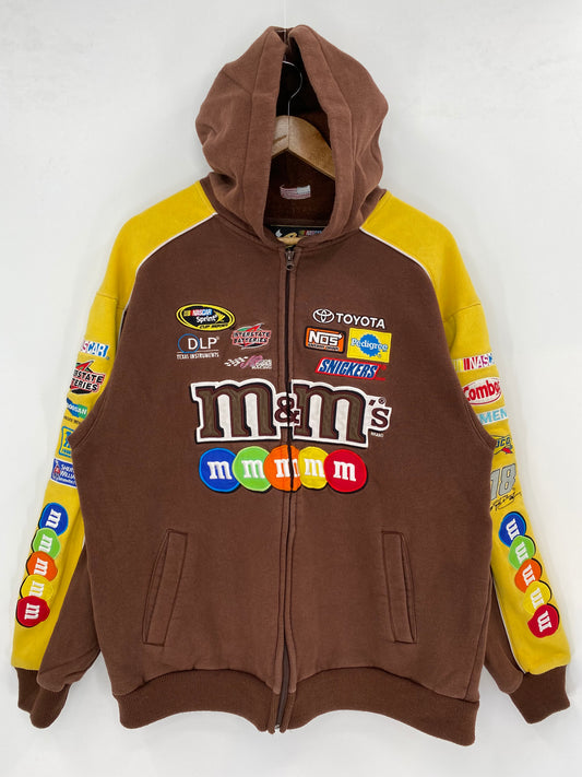 VINTAGE NASCAR KYLE BUSCH M&M'S Size L Racing Zip-up hoodie Sweat-Shirts / K2908