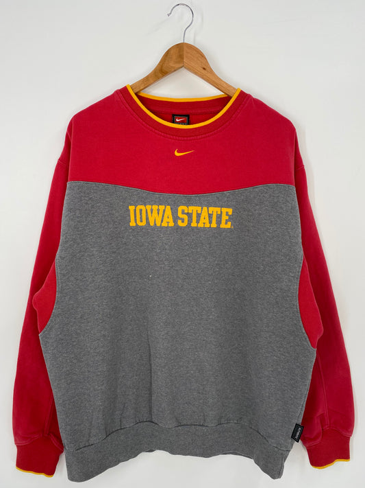 00' NIKE IOWA STATE Size L Vintage College Sweat-Shirt / K3943