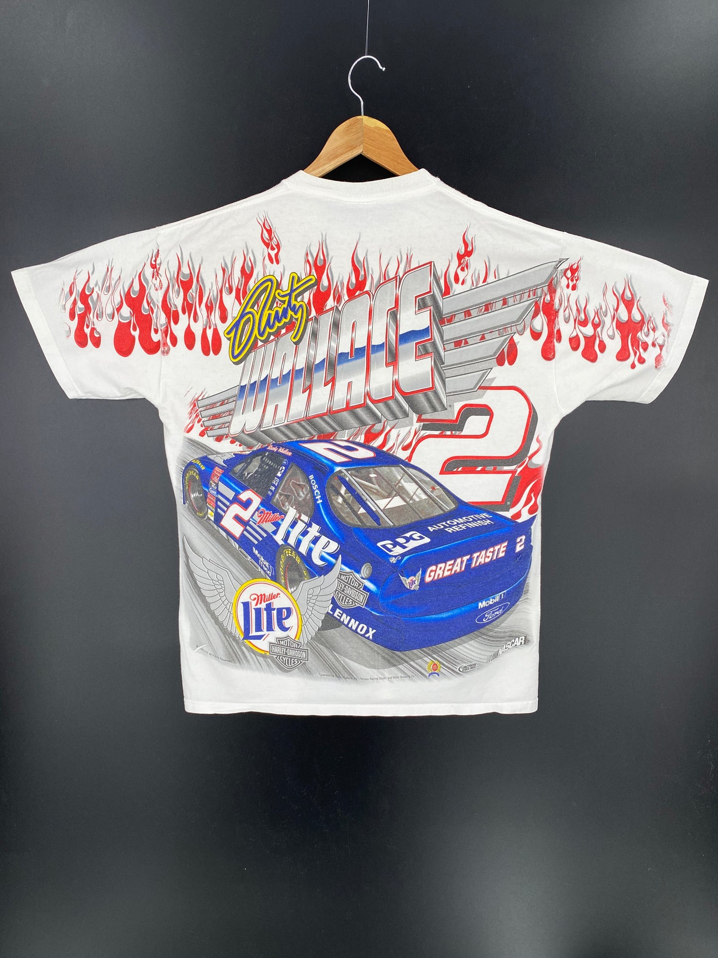 1999 HARLEY DAVIDSON x Miller Light Made in USA Size M Vintage Racing T-Shirt / 8225