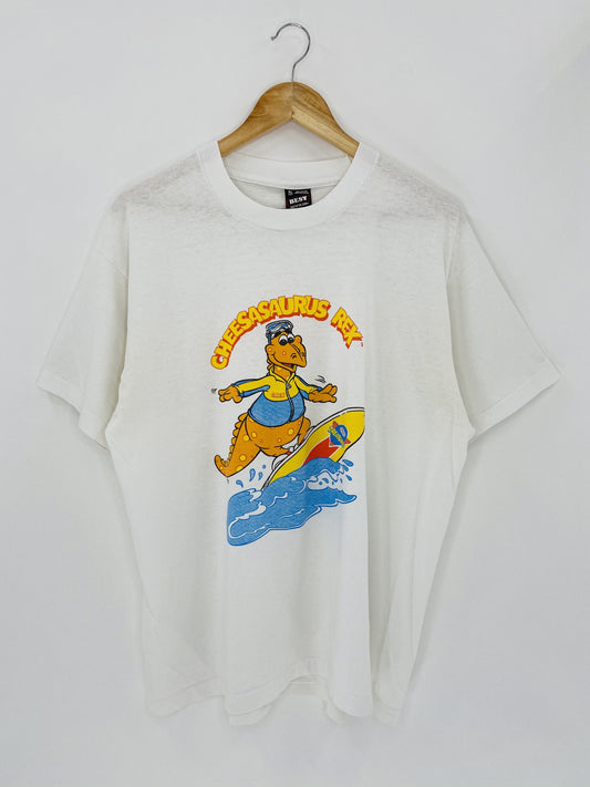 90’s CHEESASAURUS REX Made in USA Size XL Vintage T-shirt / K4799