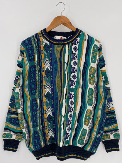 Vintage 3D Coogi-Style Size L Knit Sweater / 9774