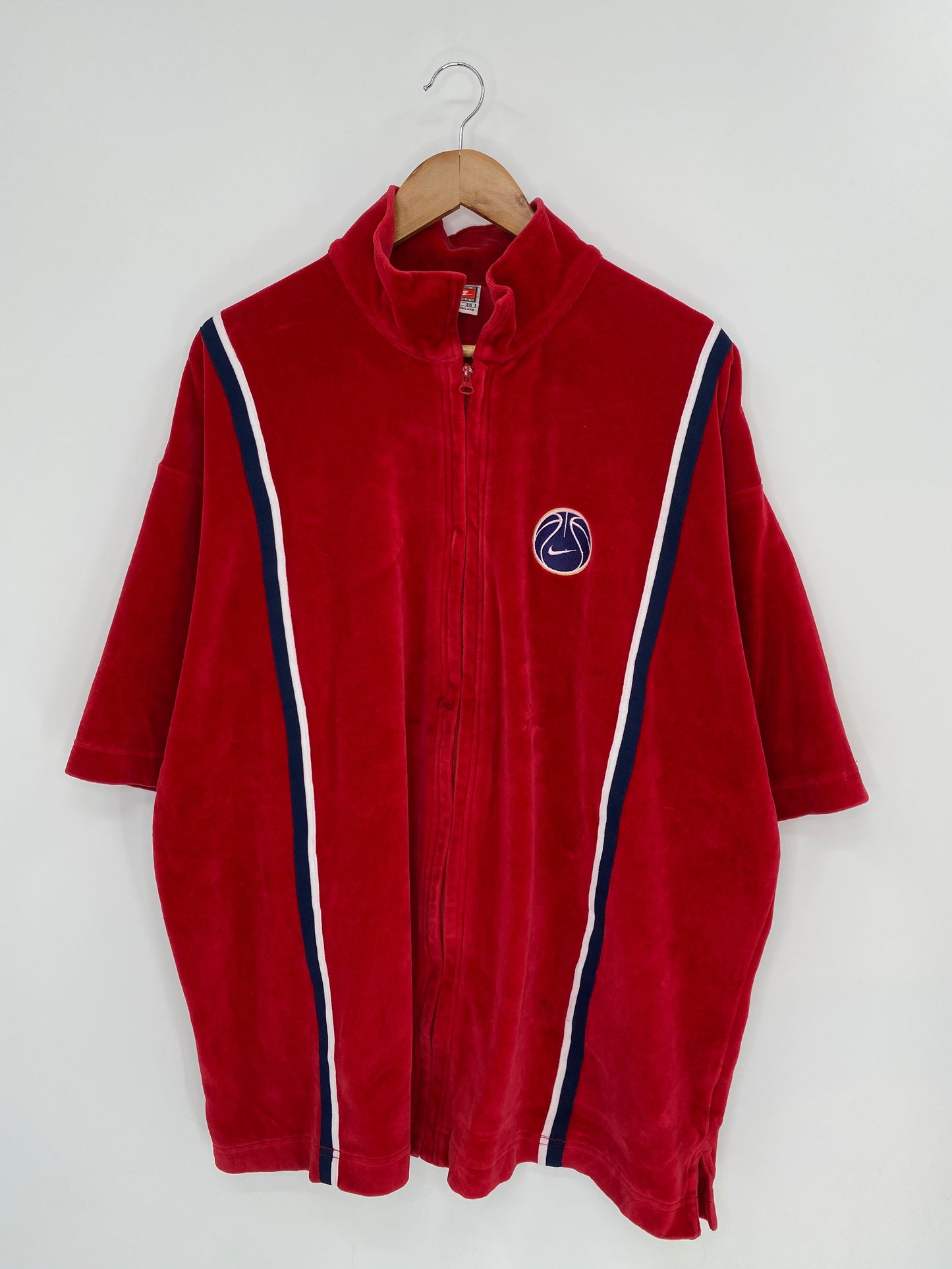 .90's NIKE Size XL Vintage Zip-up Velour Jersey-shirt / K8429