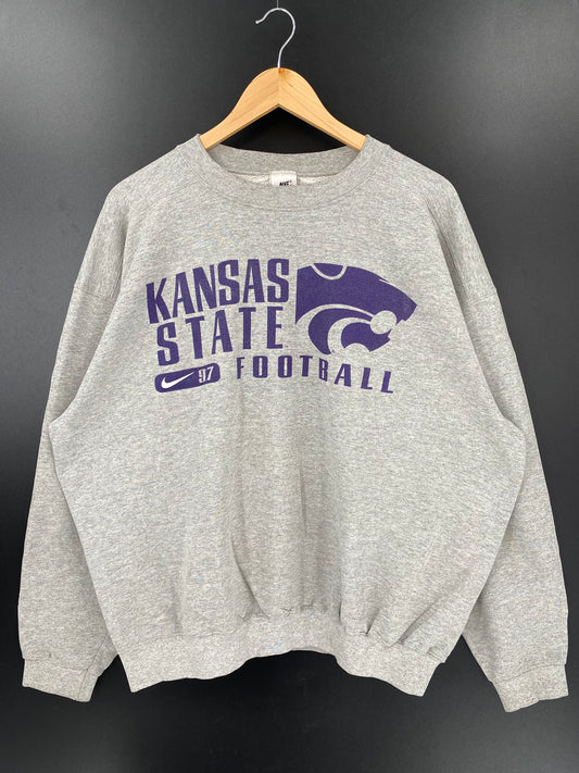 90's NIKE KANSAS STATE Made in USA Size L Vintage College Sweat-shirt / k1986