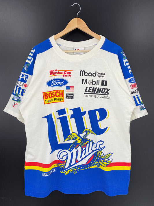 90’s MILLER LITE RACING MADE IN USA Size L Vintage Racing T-Shirt / A3336