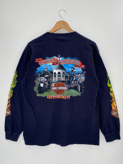 2008 Harley Davidson Made in USA Size L Vintage Long Sleeve T-Shirt / 8605