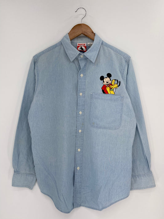 90’s DISNEY MICKEY AND PLUTO Size M Vintage Button Down Long Sleeve Shirt / K6883