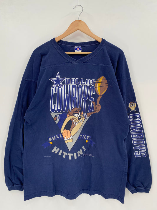 1994 LOONEY TUNES TAZ DALLAS COWBOYS Size XL Vintage NBA Long Sleeve T- Shirt / K2157