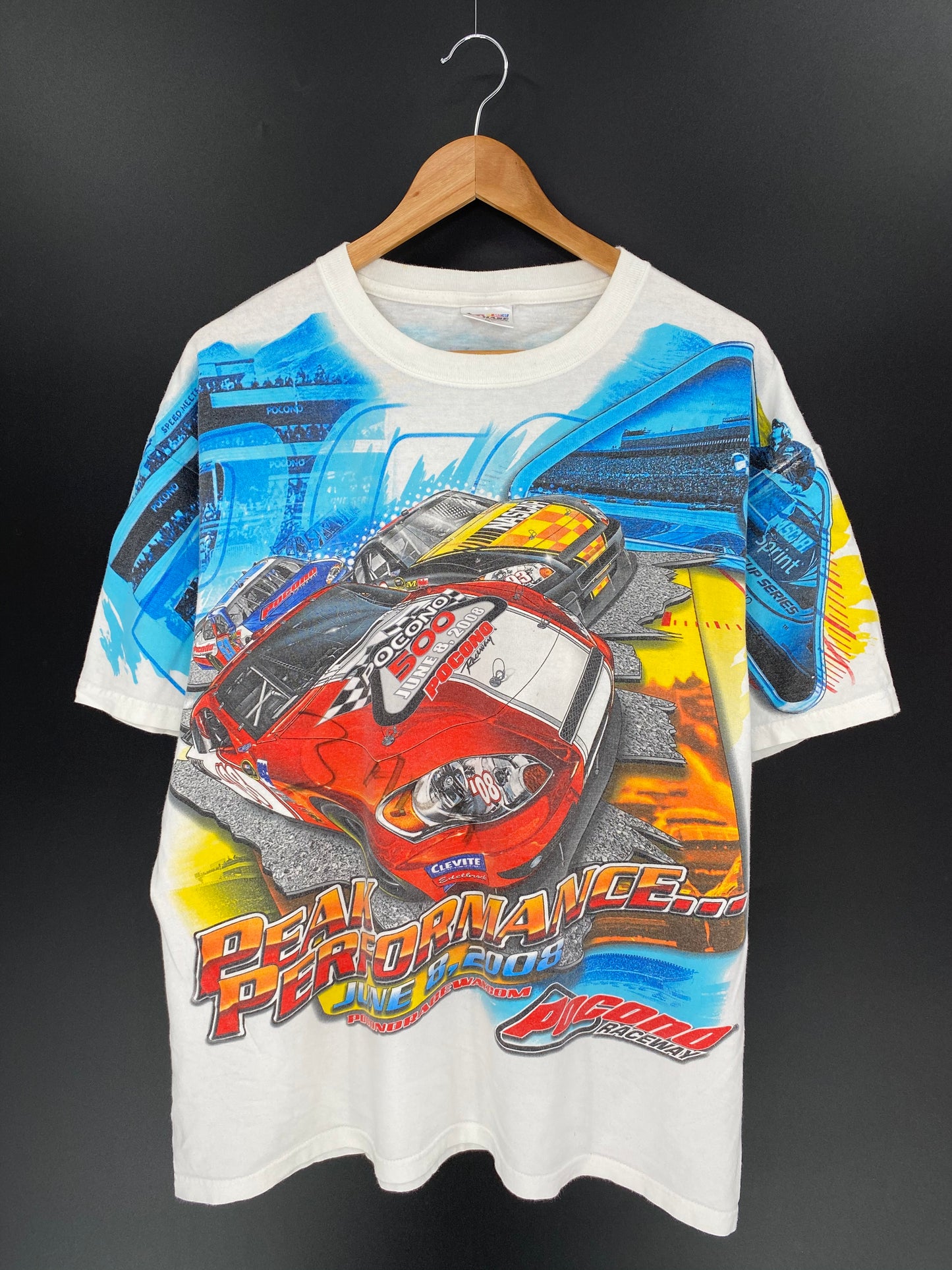 2008 NASCAR x POCONO PEAK PERFORMANCE Size XL Vintage Racing T-Shirt / 9129