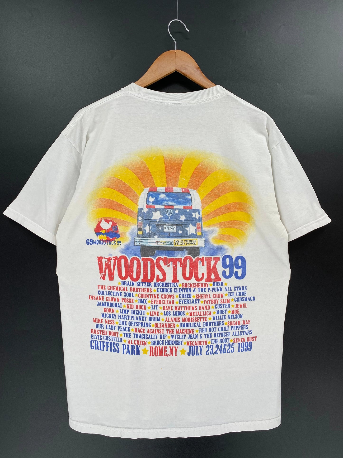 1999 WOODSTOCK Size No Tag (Approx.L) Vintage Music T-Shirt / E2068T