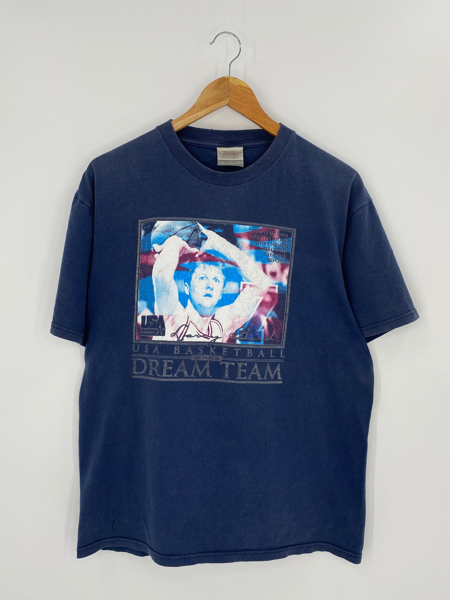 90's NIKE Larry Bird USA BASKETBALL DREAM TEAM Size M Vintage T-shirt / 8343