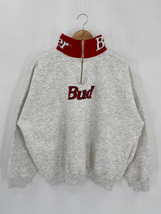 90’s Budweiser Size L Vintage Half-Zip Sweat-shirt / 6381