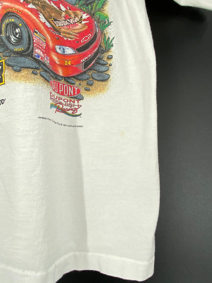 1997 JURASSIC PARK THE RIDE x DUPONT Size No Tag (Approx. L) Vintage Racing T-shirt / 9299