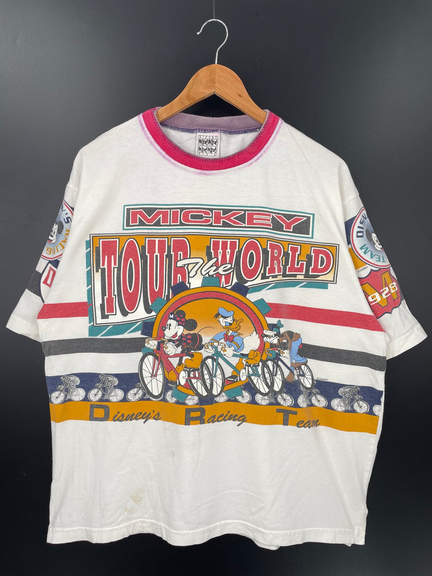 90's DISNEY TOUR THE WORLD Made in USA Size M Vintage T-Shirt  / k2775