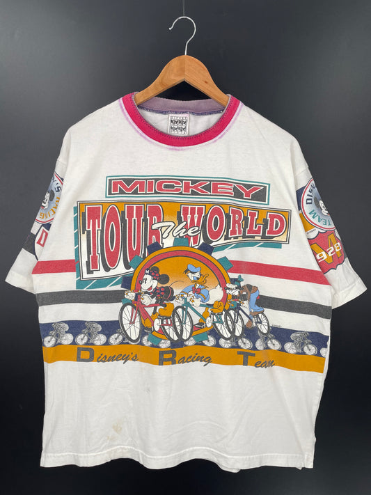90's DISNEY TOUR THE WORLD Made in USA Size M Vintage T-Shirt  / k2775
