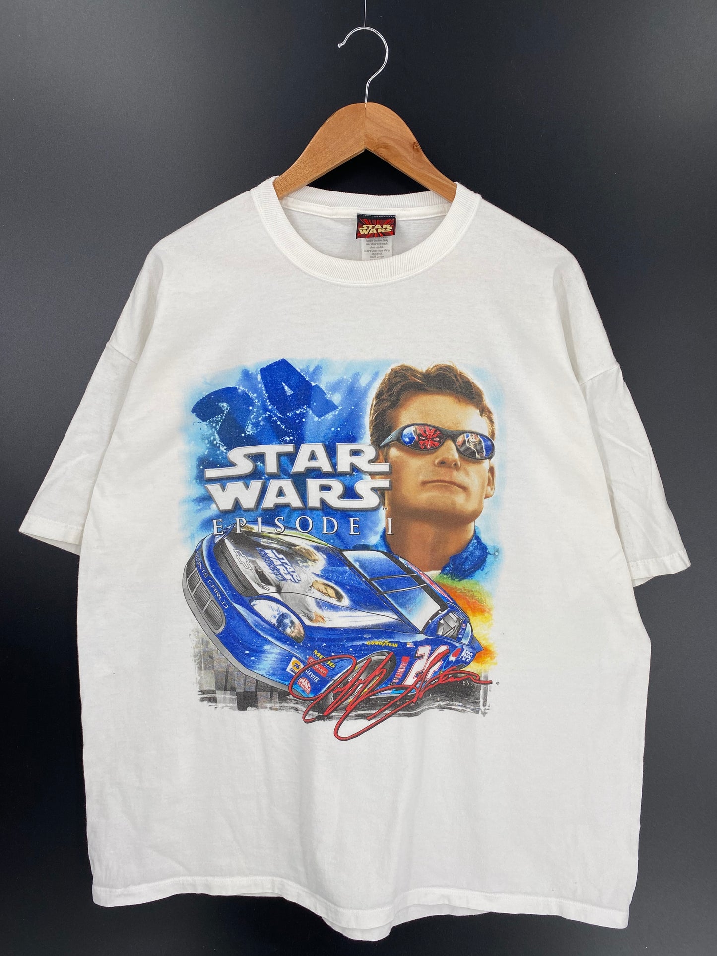 1999 STAR WARS JEFF GORDON MADE IN USA Size XL Vintage Race Car T-Shirts / K726